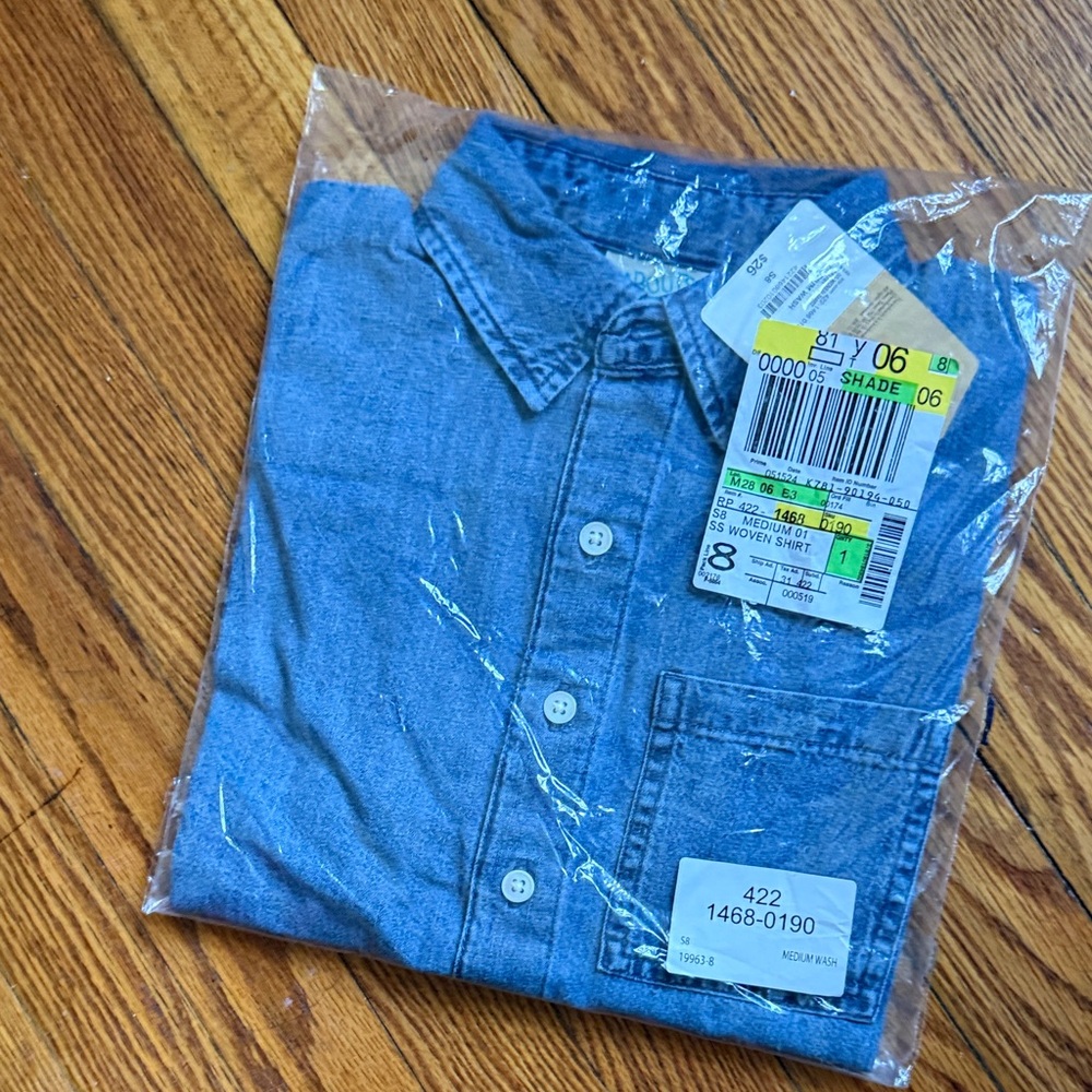 Kids Denim-Look Button-Up Shirt - Blue